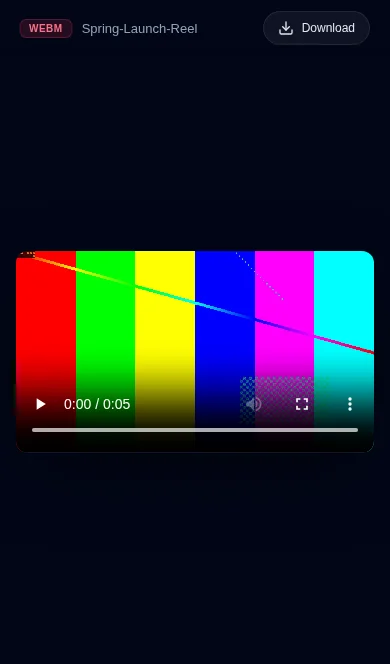 A video on a Litehost link on a phone, in a player with play controls, full screen and a Download button